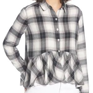 BP Plaid Peplum Shirt